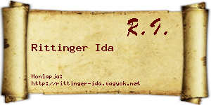 Rittinger Ida névjegykártya